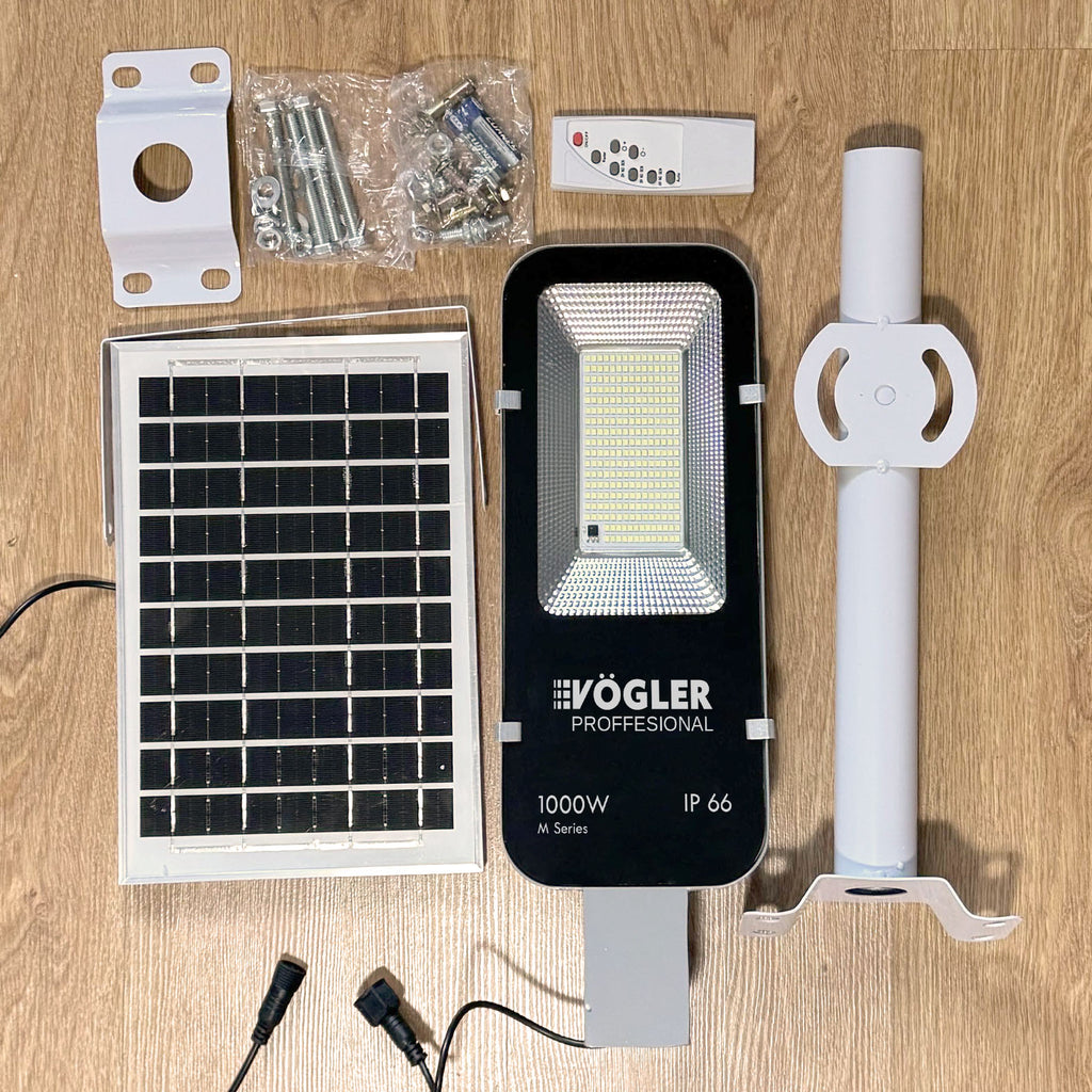 Snažna solarna lampa, senzor sumraka, daljinski upravljač, Vögler Professional 1000W