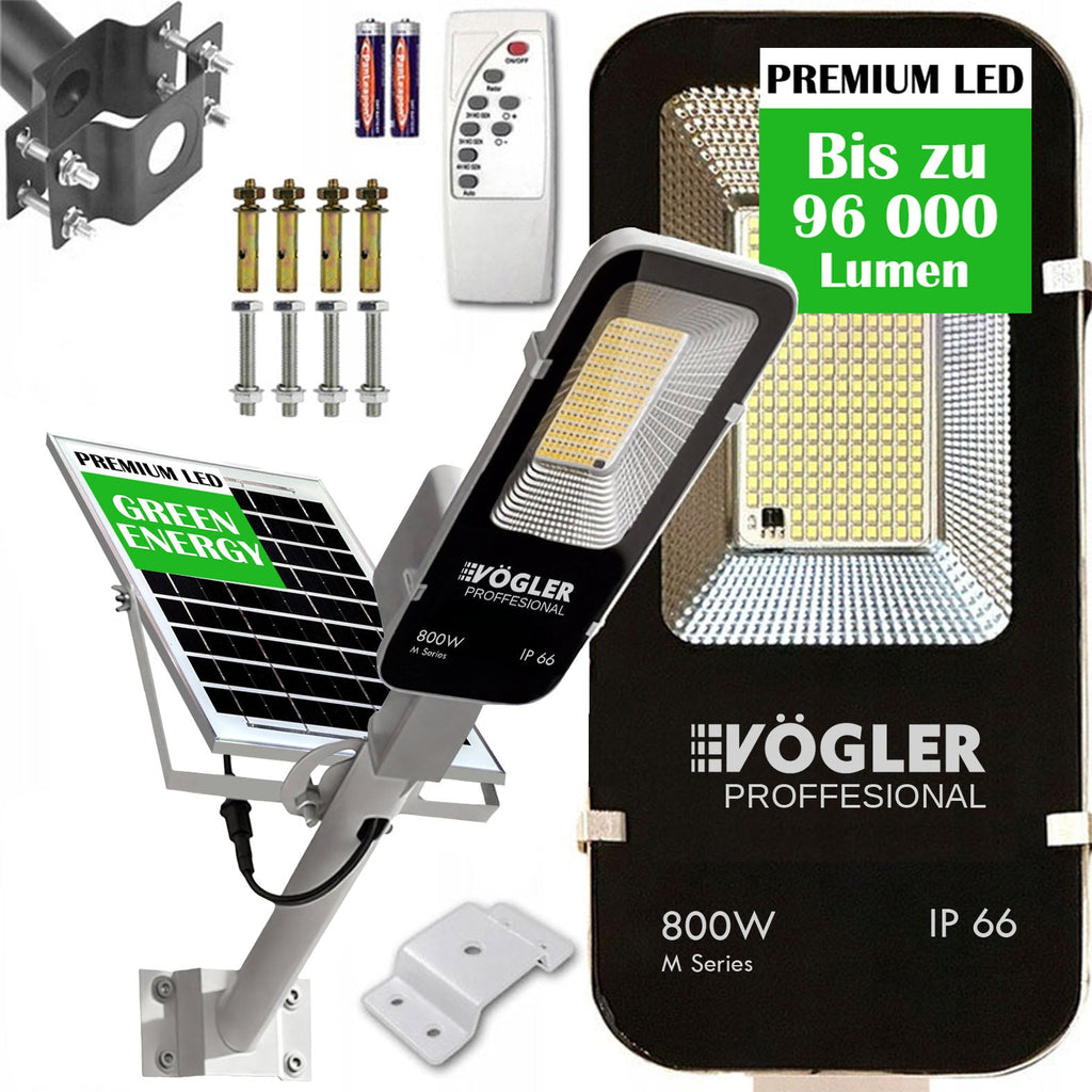 Snažna solarna lampa, senzor sumraka, daljinski upravljač, Vögler Professional 800W