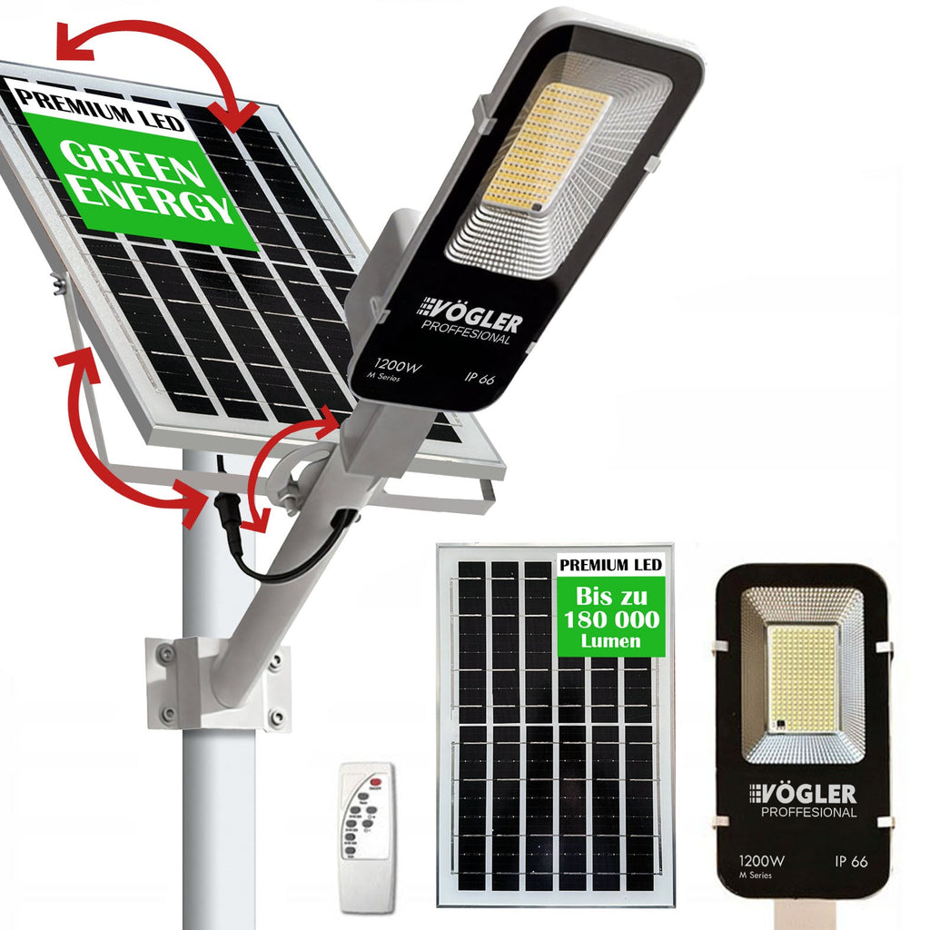 Snažna solarna lampa, senzor sumraka, daljinski upravljač, Vögler Professional 1200W