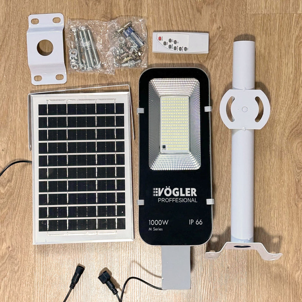 Snažna solarna lampa, senzor sumraka, daljinski upravljač, Vögler Professional 1000W
