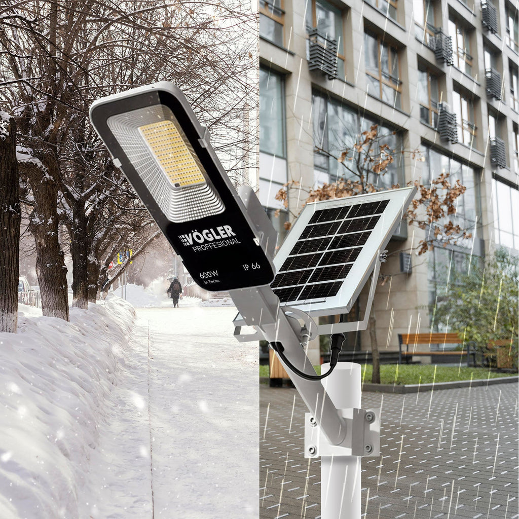 Snažna solarna lampa, senzor sumraka, daljinski upravljač, Vögler Professional 600W