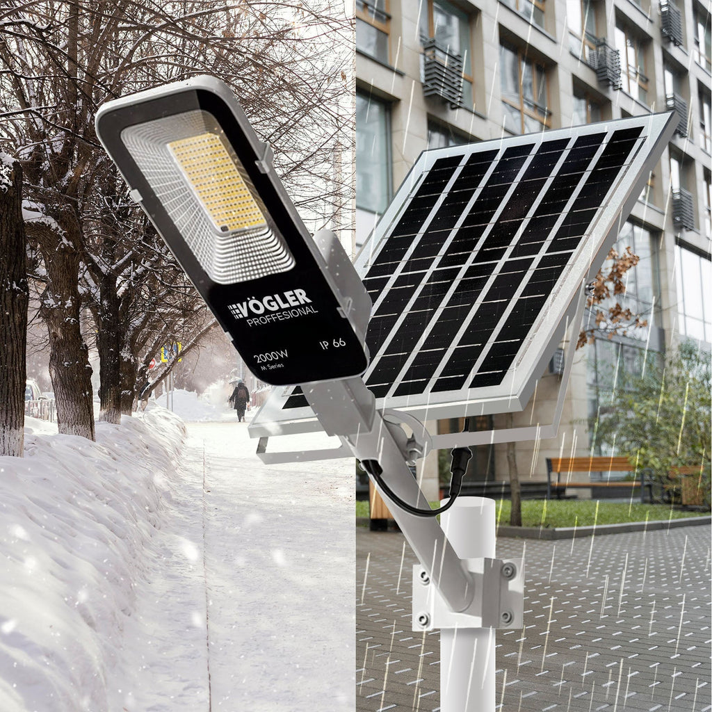 Snažna solarna lampa, senzor sumraka, daljinski upravljač, Vögler Professional 2000W