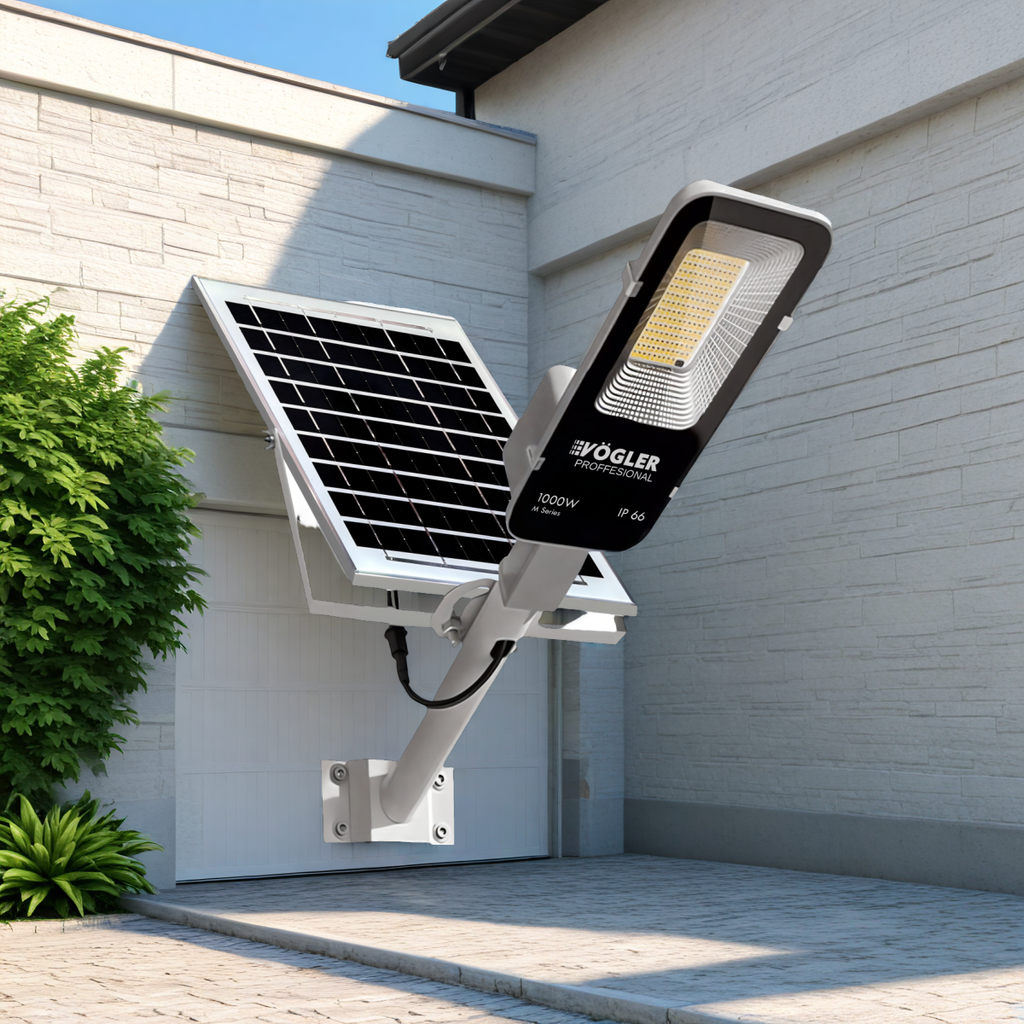 Snažna solarna lampa, senzor sumraka, daljinski upravljač, Vögler Professional 1000W