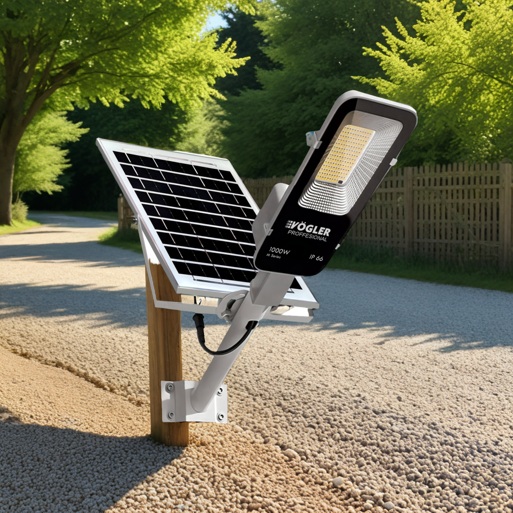 Snažna solarna lampa, senzor sumraka, daljinski upravljač, Vögler Professional 1000W