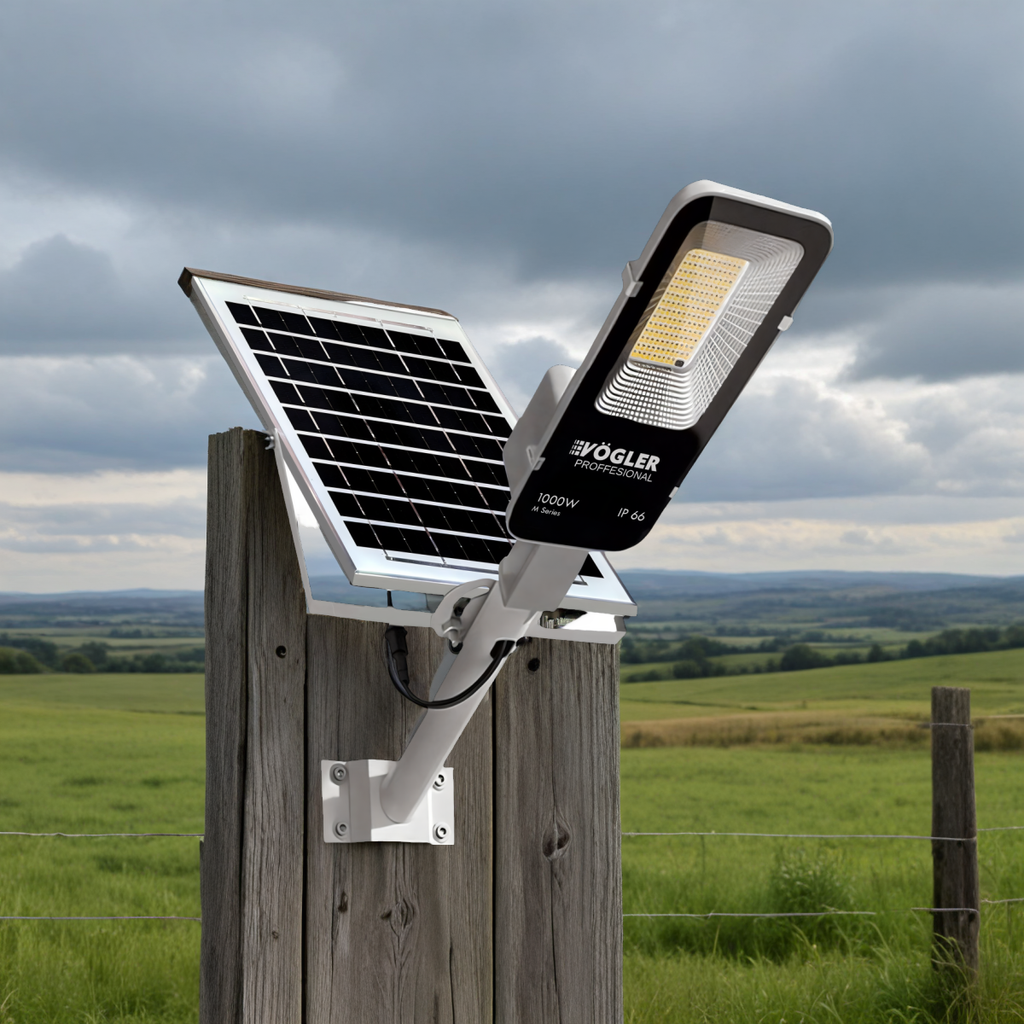 Snažna solarna lampa, senzor sumraka, daljinski upravljač, Vögler Professional 1000W