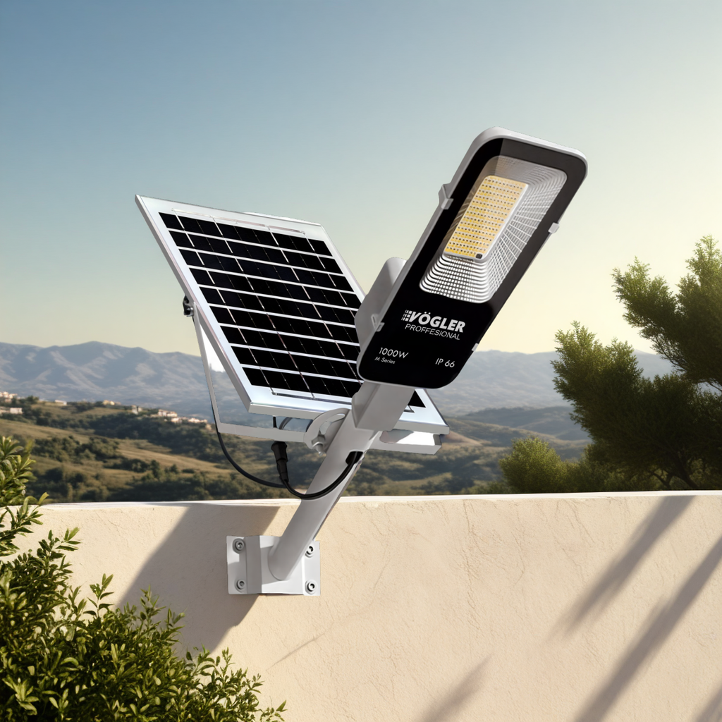 Snažna solarna lampa, senzor sumraka, daljinski upravljač, Vögler Professional 1000W