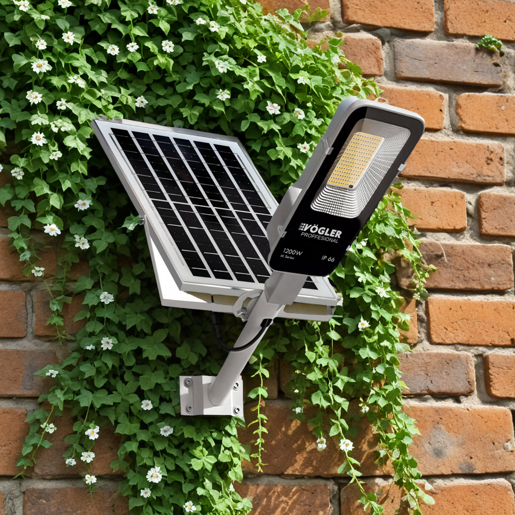 Snažna solarna lampa, senzor sumraka, daljinski upravljač, Vögler Professional 1200W
