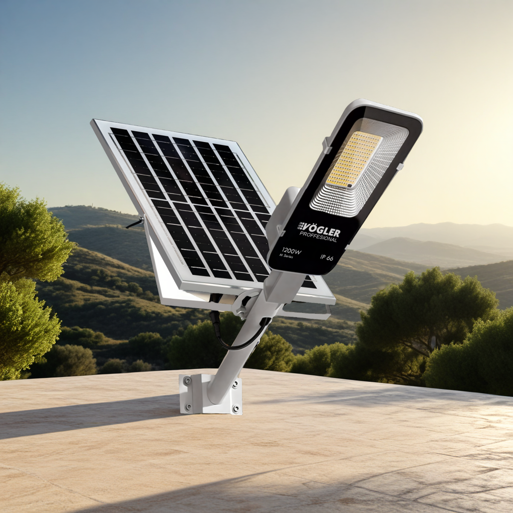 Snažna solarna lampa, senzor sumraka, daljinski upravljač, Vögler Professional 1200W