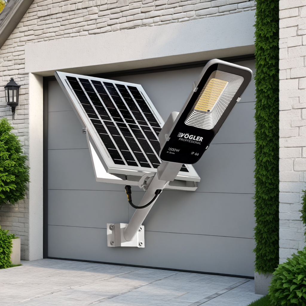 Snažna solarna lampa, senzor sumraka, daljinski upravljač, Vögler Professional 1500W