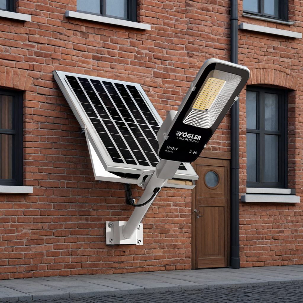 Snažna solarna lampa, senzor sumraka, daljinski upravljač, Vögler Professional 1500W