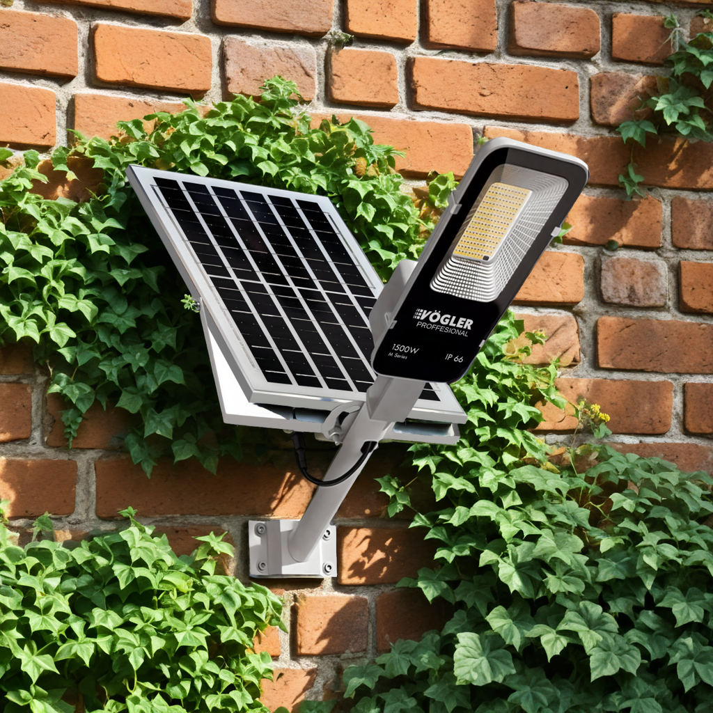 Snažna solarna lampa, senzor sumraka, daljinski upravljač, Vögler Professional 1500W