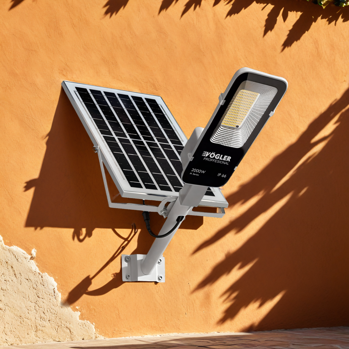 Snažna solarna lampa, senzor sumraka, daljinski upravljač, Vögler Professional 2000W