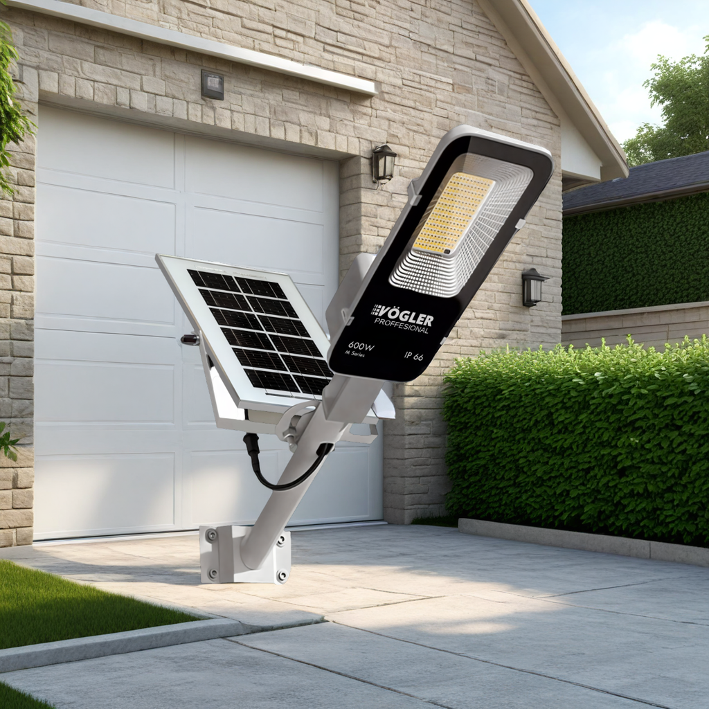 Snažna solarna lampa, senzor sumraka, daljinski upravljač, Vögler Professional 600W