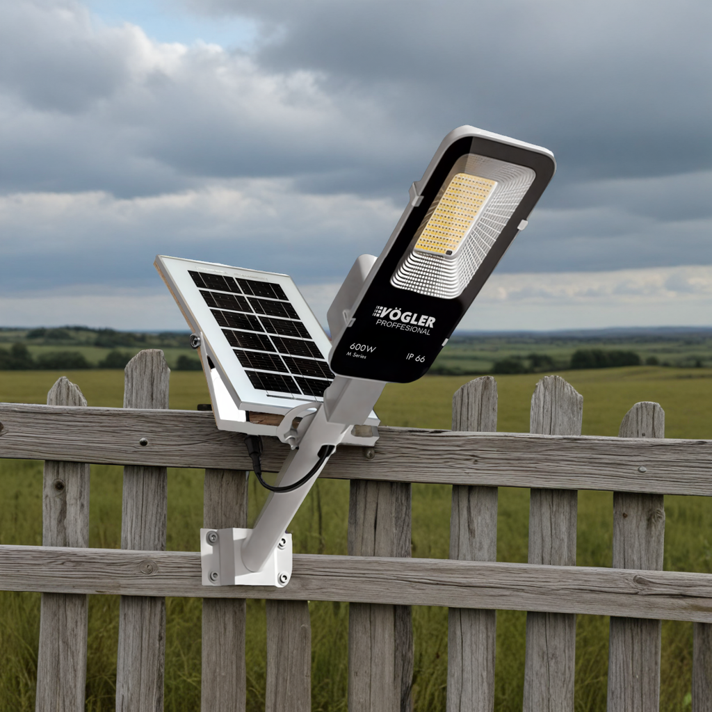 Snažna solarna lampa, senzor sumraka, daljinski upravljač, Vögler Professional 600W