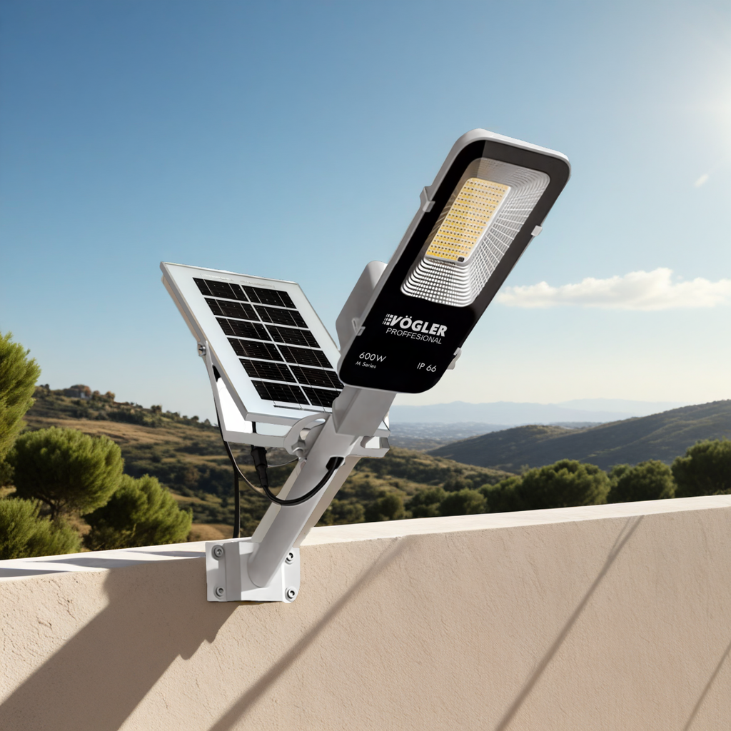 Snažna solarna lampa, senzor sumraka, daljinski upravljač, Vögler Professional 600W