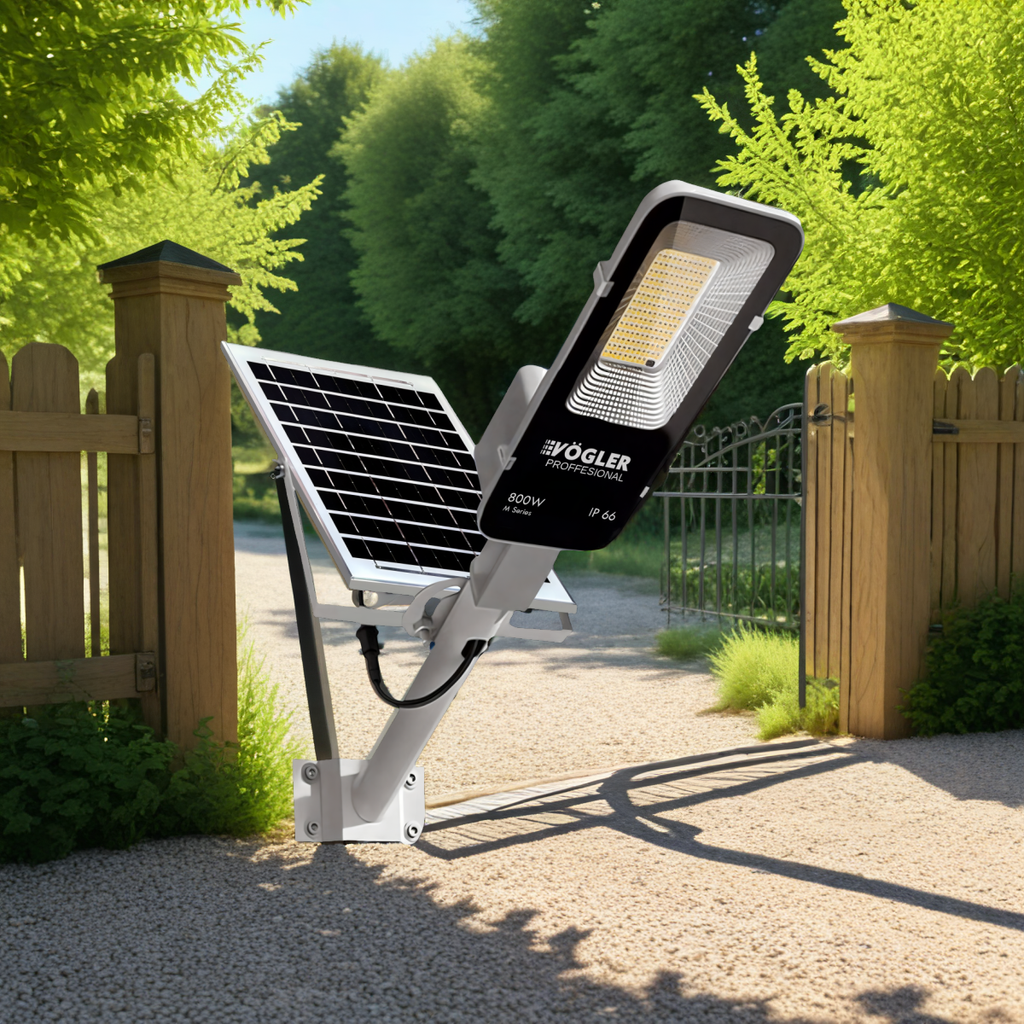 Snažna solarna lampa, senzor sumraka, daljinski upravljač, Vögler Professional 800W