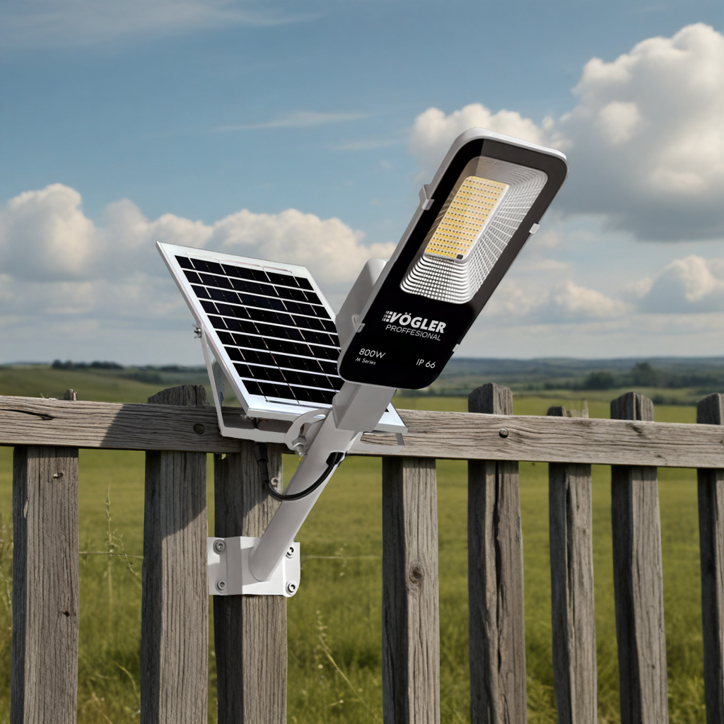 Snažna solarna lampa, senzor sumraka, daljinski upravljač, Vögler Professional 800W